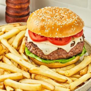 Burger with fries